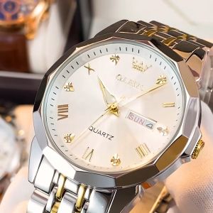 OLEVS 9931 Waterproof Stainless Steel Strap Watches For Men Business Luxury Quartz Dual Calendar Diamond dial Men Wristwatch