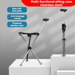 Walking Stick Stool Bench Crutches Chair Three-legged Light Weight Stainless Tripod Foldable Bangku Berjalan