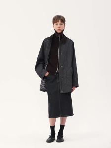 ICICLE | Autumn Diamond Pattern Stretch Denim Coat