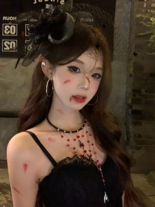 Halloween Eve Luxury Retro Spicy Girl Beaded Necklace Layering Gothic Style High End Clavicle Chain Fashionable Accessory