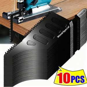10Pcs T-Shank Jigsaw Blade Wood Fiberboard Aluminum Tight Spaces Precision Cutting Tool Heavy Duty Scroll Saw Blades Fine Coarse Teeth