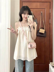 Áo Ba Lỗ Không Tay Rộng Rãi Kiểu Pháp Cho Nữ Mùa Hè 2025 Áo Ba Lỗ Không Tay Mặc Trong Và Ngoài Thường Ngày Bằng Vải Polyester Màu Trơn