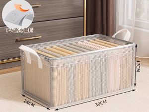 Transparent Folding Storage Box Clothes Organizer for Home Use Wardrobe Shirt And Pants Layered Arrangement Basket Frame