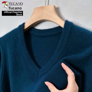 TUCANO | V Neck Thick Mens Wool Sweater