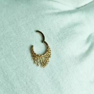 G23 Titanium Hinged Segment Clicker Hoop Ring Dangle Tassel Chain Ear Daith Helix Cartilage Tragus Nostril Nose Piercing Jewelry