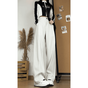 Black Rivet Pleated Straight Mens Trousers