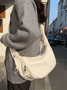 Waterproof Dumpling Shaped Crossbody Bag for Women Spring Commuting Schooling Versatile Single Shoulder Bag Korean Style Nylon Material