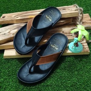 sandal jepit pria full kulit sol karet wallbeth
