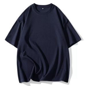 Heavyweight Summer American Style Mens T-shirt Pure Color round Neck Half Sleeve Lightweight Anti-Wrinkle Fashionable Casual Tee