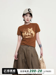 Wutong round Neck Short Sleeve T-Shirt Womens Summer New Korean Style Slimming Base Layer Top Printed Casual Commute