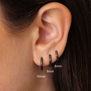 3 Pcs Black Gold Plated Small Hoop Earrings For Women Stainless Steel Huggie Earrings Jewelry