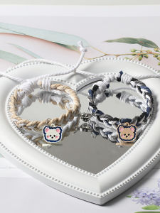 Adjustable Original Two-Color Woven Couple Magnetic Bracelet for Boyfriend Ins Style Bear Girlfriends Carrying Strap Small Rubber Band
