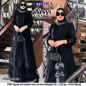 Gamis Arsyi Premium Ori – Dress Muslim Tille Kyoto Mix Ceruty Babydoll | Jumbo LD 110 PJ 140 | Jilbab Ceruty | Pilihan Warna