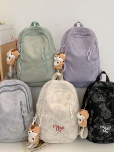 Spring Outing Lightweight Girls Backpack Travel Outdoor School Bag Cartoon Print Soft Handle Waterproof Nylon Shoulder Bag for Teens