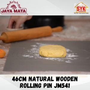 SYK JAYA MATA JM541 46cm Natural Wooden Rolling Pin Scrollable Pin Dough Roller Kayu Gelek Pengelek Kuih