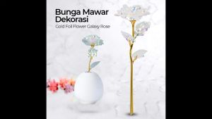 ACEVIVI Bunga Mawar Dekorasi Gold Foil Flower Galaxy Rose Pink
