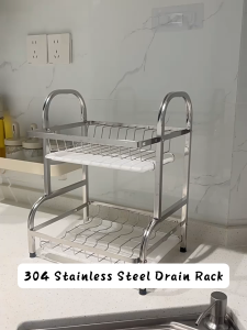 Solaze 304 Stainless Steel 2 Tier Dish Rack with Drain Board Rustproof Rack for Kitchen Countertop