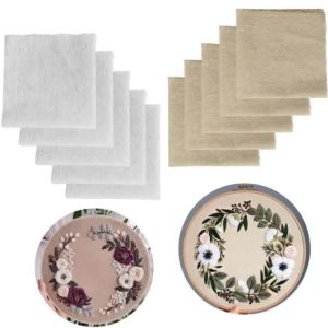 5 pieces of linen fabric square embroidered fabric suitable for DIY sewing clay modeling fabric and decoration.
