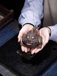 Vòng Tay Tím / Tím Violet / Tím Hoa Cà Màu Cát Trà Thú Cưng Trang Trí Sự Giàu Có Thu Hút Ba Chân Cóc Fostering May Mắn Trang Trí Nhà Cửa Bàn Trà Phụ Kiện