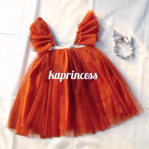 Dress Warna Merah Bata umur 12 Bulan - 18 Bulan Gaun Pesta Ulang Tahun Anak 1 Tahun Warna Merah Bata Baju Terracotta Terlaris 2023 Bulan Rok Tutu Mekar Baby Newborn KA168