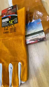 ถุงมือหนังเชื่อมอาร์กอน 12" รุ่น 12031 YAMADA ฝ่ามือจนถึงนิ้วมือทำจากหนังแพะอย่างดี 1คู่/แพ็ค