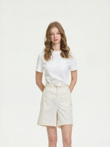 Summer New Simple Color Womens Round Neck T-Shirt