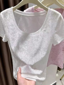 Áo Thun Nữ Tay Ngắn Hở Lưng Mỏng Thoáng Khí Mùa Hè Phong Cách Hàn Quốc Cổ Chữ U Đa Năng Cỡ Nhỏ Thời Trang Thường Ngày