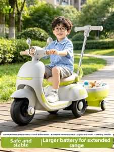 YIHECHUYAO | Bluetooth Remote Control Electric Motorcycle with Trailer Three-Wheeled Ride-on Vehicle