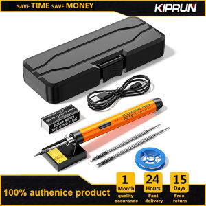 KIPRUN Electric Soldering Iron 800mAh Digital Electric Soldering Iron Kit 300-400℃ Temperature Adjustable Wireless Smart Welding Solder Tool USB Rechargeable