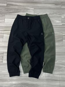 กางเกงวิ่งลำลองชายผ้าขนแกะผสมโพลีเอสเตอร์กันลม กางเกงขายาวทรงตรงเอวยางยืด กางเกงขายาวฤดูใบไม้ร่วงและฤดูหนาวสำหรับผู้ชาย