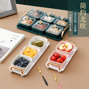 Nordic Style Fruit Tray Elegant Candy And Dry Fruit Plate with Dividers for Living Room Tea Table Snack Box Ceramic Material