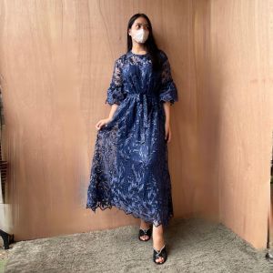 Dress Pesta Mewah Dan Elegant Long Dress Brokat Kondangan Gaun Natal Kekinian Pakaian Wanita Alena zh