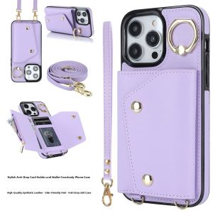 Apple Card Holder Phone Case Crossbody Womens Wallet Style Mobile Phone Shell with Lanyard Coin Purse Fashionable Creative