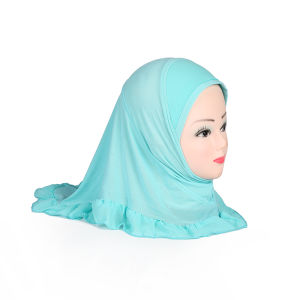 H107 beautiful small girl hijab with crinkle border cute hijab hats womens caps can fit 2-5 years old girls