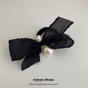 French Girlish Fabric Pearl Butterfly Knot Hair Ties Sweet Hair Bands Elastic Headwear Hair Accessories New Style