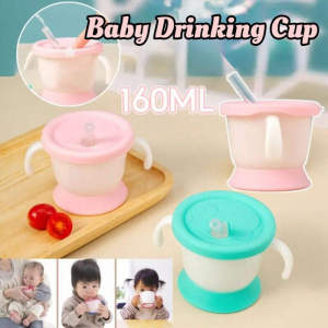 160ml Baby Straw Cup with Handle Safety Silicone Toddler Feeding Cup Kids Drinking Bottle Drop-Proof