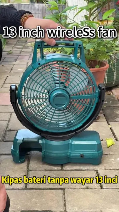 Kipas Bateri Cordless Electric Fan 13-inch Rechargeable Lithium Battery Fan Camping Fan Auto Oscillation Outdoor Portable Table Fan