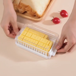 Fresh-Keeping Butter Cutting Box Transparent Butter Cheese Storage Box Kitchen Countertop Slicer Tray Container