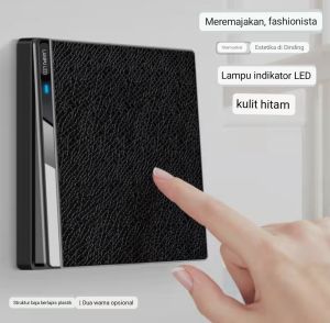 saklar lampu hitam motif kulit 1 gang 1 way