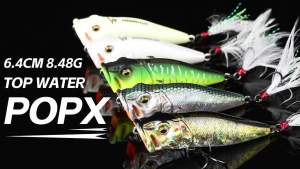 MEREDITH Topwater Popper 8.48g 64mm Floating Rock Pop Artificial Hard Baits for Bass Perch Pike Fishing Lure