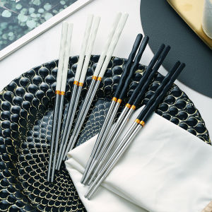 304 Stainless Steel Chopsticks Korean Household Affordable Luxury Style Gao Yan Net Red Family Set