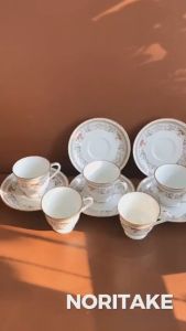NORITAKE 100%New - Rose Royal - Full 5 Set Trà Chiều Sứ Xương Mini Phong Cách Hoa Hồng Đương Đại