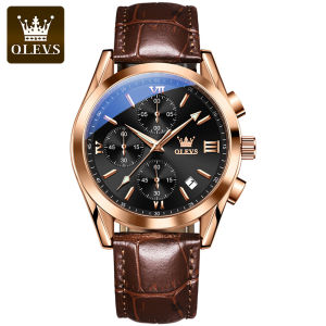 OLEVS | OLEVS 2872 Đồng Hồ Đeo Tay Nam Thạch Anh Thể Thao Sang Trọng Chronograph Dây Da Chống Nước Dạ Quang Hiển Thị Kim Đồng Hồ Mặt Tròn