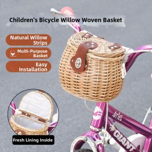 inwild | Vintage Handwoven Willow Basket With Lid For Kids Bicycles