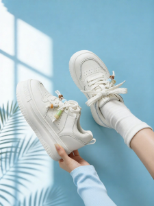 Josiny | Thick Soled Elevated White Sneakers Soft Bottom