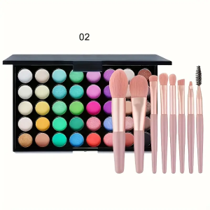 40 สี Glitter Eyeshadow Palette ฟรี 1 แปรง Matte กันน้ํา Long Lasting Eyeshaow Powder Palette เครื่องสําอางค์แต่งหน้าชุด