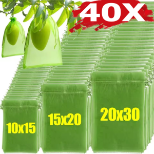 40 ชิ้น ถุงคลุมผลไม้ / ถุงปลูกต้นไม้ / ถุงตาข่ายกันนก / ถุงใส่ผักสตรอว์เบอร์รี / อุปกรณ์ทำสวน / ตาข่ายคลุมผักแบบใช้ซ้ำได้