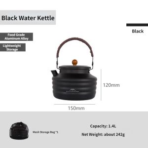 MOUNTAINHIKER 1.4L Camping Water Kettle Aluminum Alloy Teapot Coffee Pot Ultralight Outdoor Boiling Stovetop Pot Tableware