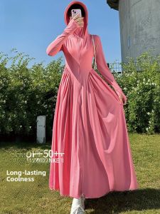 Miiow | Cat Woman Long Ice Silk UV Protection Clothing Summer New Style Extended Dress Womens Fashionable Slim Fit Long Sleeve Zipper