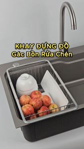 Khay đựng đồ gác chậu rửa chén co giãn inox 304 Hobby home decor KDC6
